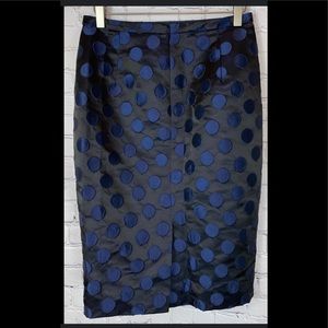 J CREW Womens' Black Blue Polka Dot Pencil Skirt